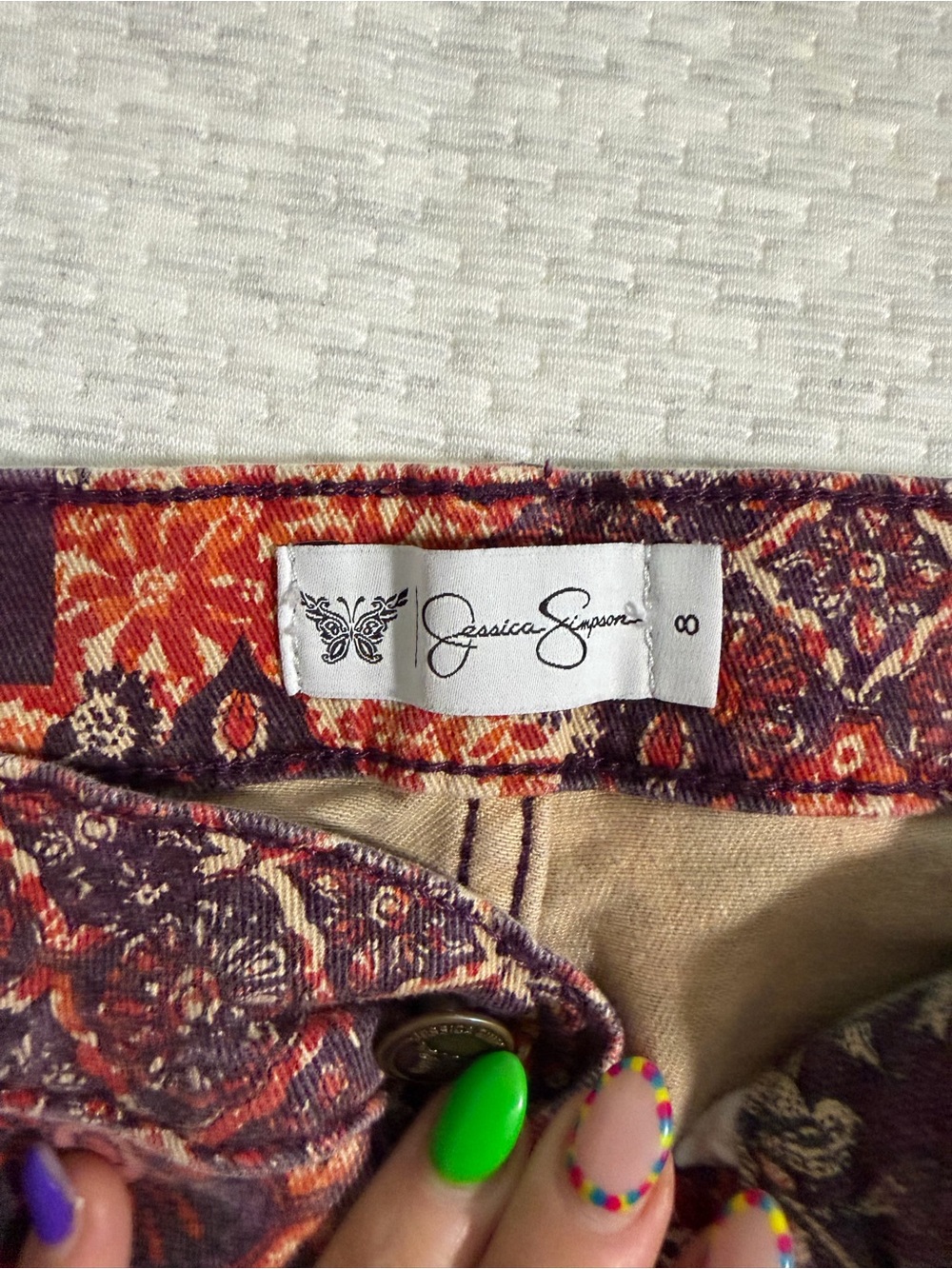Boho Patchwork barrel jeans  - Multicolor Floral - Picture 2 of 2